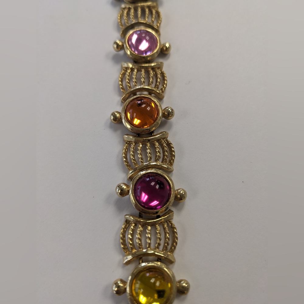 VTG COLORFUL JELLY BRACELET WITH GOLD ACCENTS - Picture 3 of 15